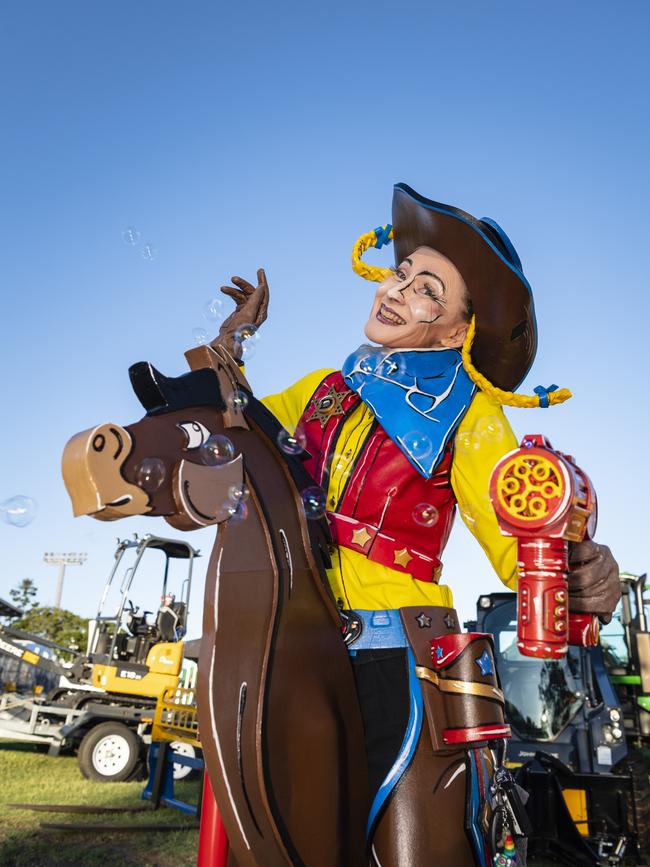 Chae Lindeman as the Bubble Cowgirl for More Than Mime at Toowoomba Royal Show, Thursday, March 30, 2023. Picture: Kevin Farmer