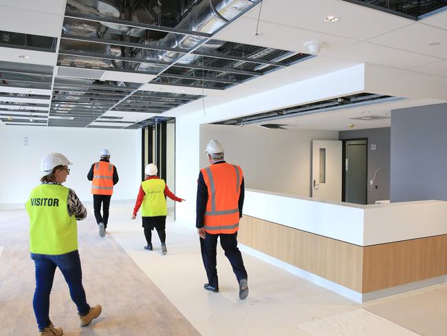 The Emergency Department reception, with lots of natural wood and a muted ‘beachy’ coloured paint scheme. Picture: Damian Shaw.