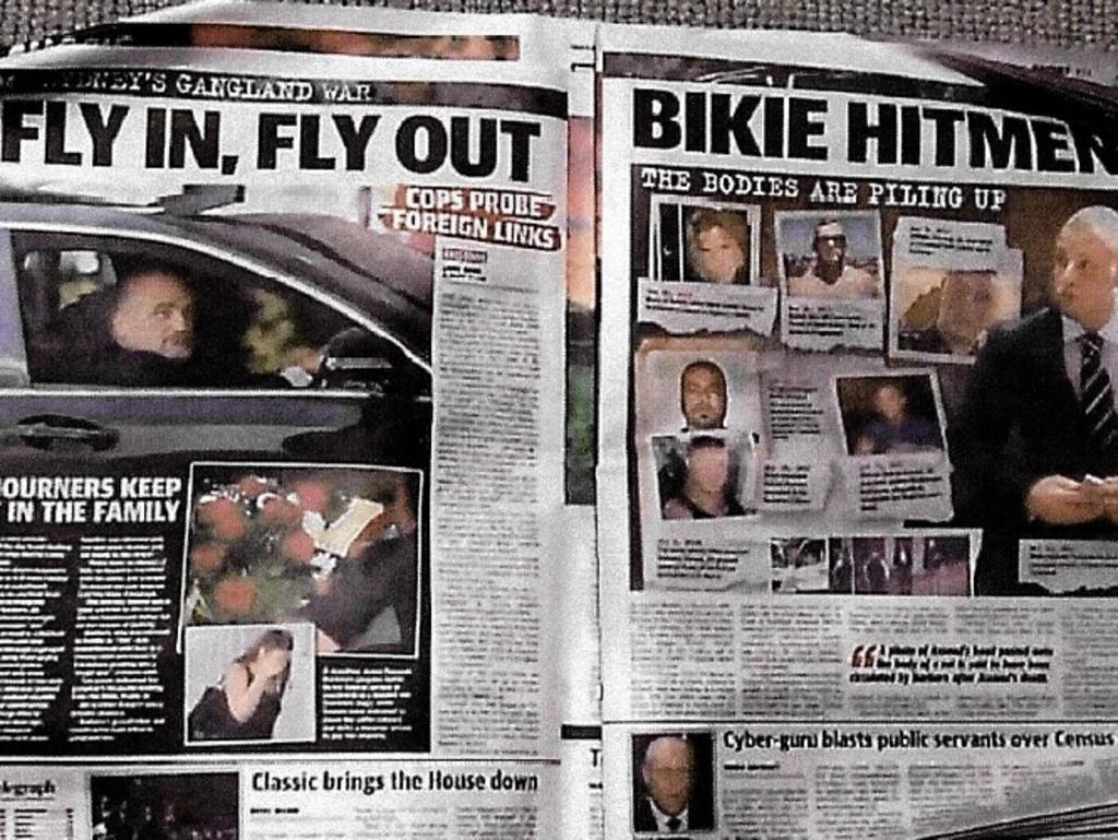 A copy of a Daily Telegraph article about a series of underworld murders found in Abuzar Sultani's apartment. Picture: Supplied via NCA NewsWire