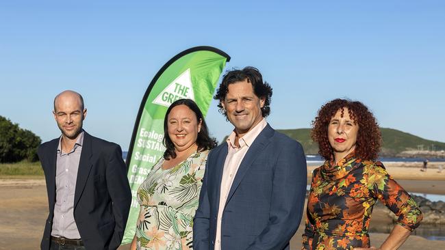 The Greens team for Coffs Harbour City Council elections in September are Tim Nott, Natalie Stevens, Jonathan Cassell and Maureen Burgess. Photo by Meder Photography