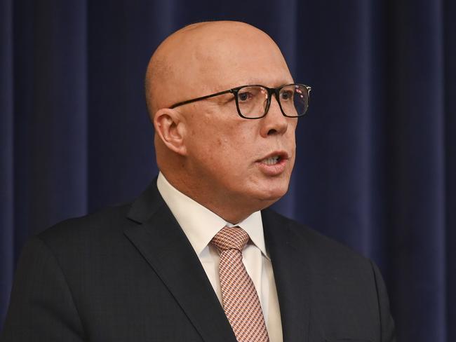 CANBERRA, Australia - NewsWire Photos - July 2, 2024: Leader of the Opposition Peter Dutton, Party leader of the National Party of Australia David Littleproud and Shadow Treasurer Angus Taylor hold a press conference at Parliament House in Canberra: NewsWire / Martin Ollman