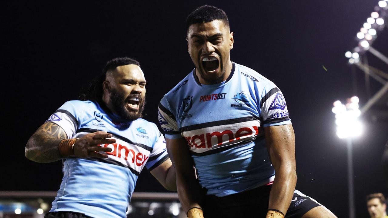 Ronaldo Mulitalo made a subtle change to his game and reaped the rewards as he and Siosifa Talakai showed why they are the most dangerous left edge pairing in the NRL. Picture: Matt King / Getty Images