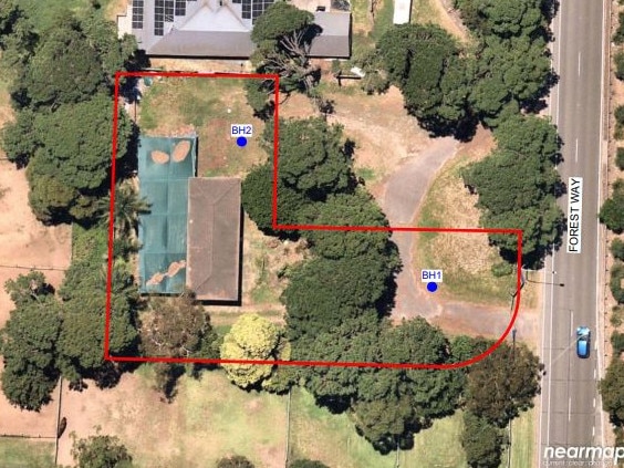 A diagram showing the size of a proposed shop/warehouse development on Forest Way at Belrose selling Christmas trees and decorations. Picture: nearmaps