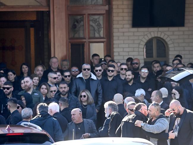 There was a heavy police presence at Alen Moradian’s funeral as authorities aimed to keep a lid on escalating gang tensions.