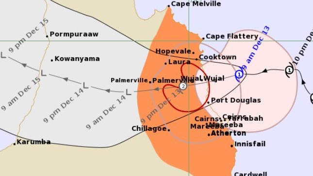 Tropical Cyclone Jasper tracking map as of 9am Wednesday, December 13.