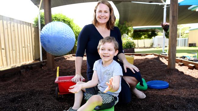 Senator Nita Green pictured with Goodstart Cranbrook Kindy student, Sebastian Lynch, 4, talks about Labor’s plan to deliver more affordable and accessible childcare for families. Picture: Shae Beplate.