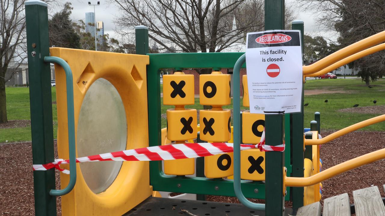 Playgrounds around Greater Melbourne have been closed as health authorities raise concerns over transmission among young children. NCA NewsWire / David Crosling