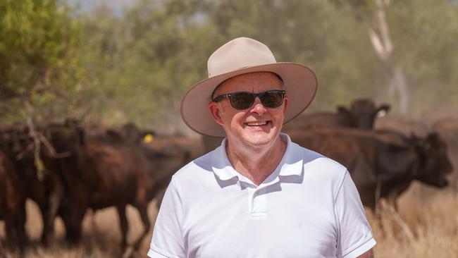 08-01-2024 - Prime Minister Anthony Albanese pictured on a cattle station in Lake Nash (Alpurrurulam) in the Northern Territory. Picture: PMO