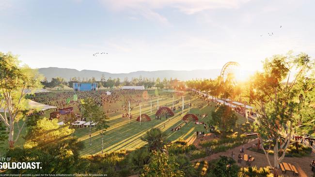 Artist impression of the Gold Coast Greenheart and Robina City Parklands. Construction has begun. Picture: Supplied by Gold Coast City Council