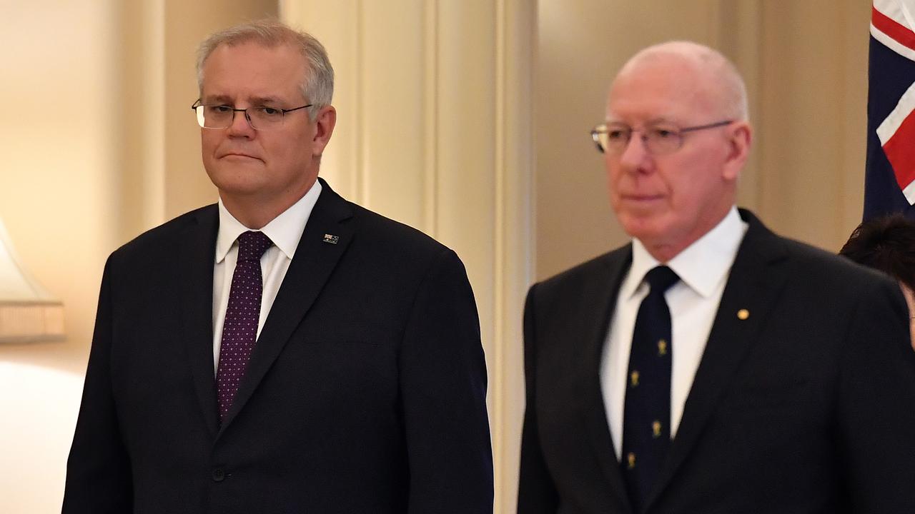 Governor General David Hurley has confirmed he swore in then-Prime Minister Scott Morrison to the extra portfolios, but denied he had responsibility to make the changes public. (Photo by Sam Mooy/Getty Images)