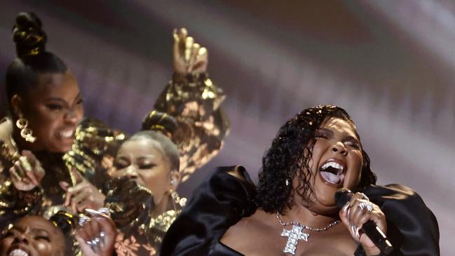 Lizzo performs at this year’s Grammys.