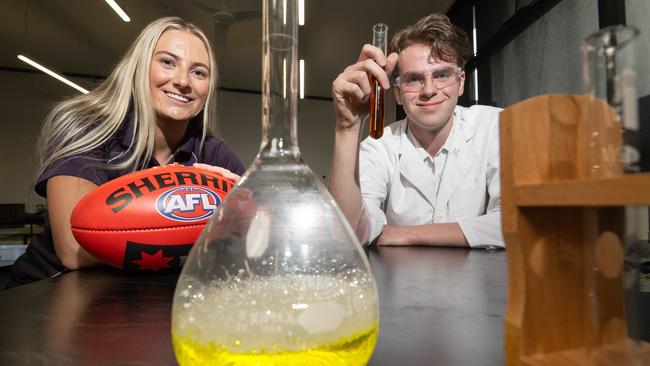 Mikayla Williamson and Mitch Przybylowski areong thousands of students who completed year 12 this year. Picture: Tony Gough