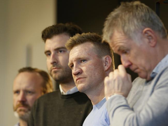 Nathan Buckley looks on during the press conference. Picture: Getty