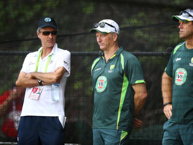 Waugh watches over training.