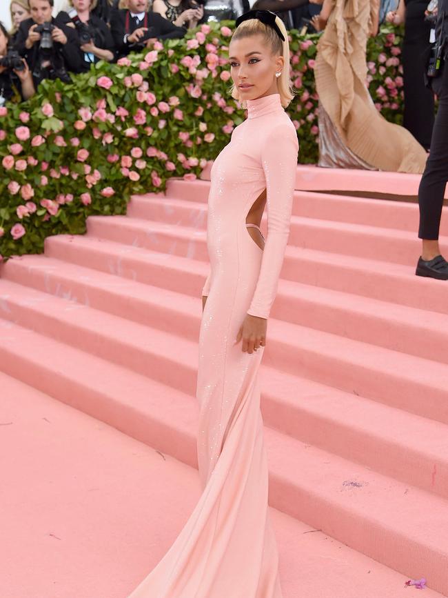 Hailey Bieber in Alexander Wang. Picture: Getty Images