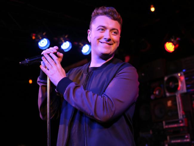 Play it again Sam ... Sam Smith plays live in LA last month. Picture: Getty Images