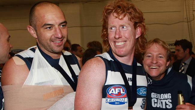 James Podisadly and Cameron Ling after the 2011 grand final.