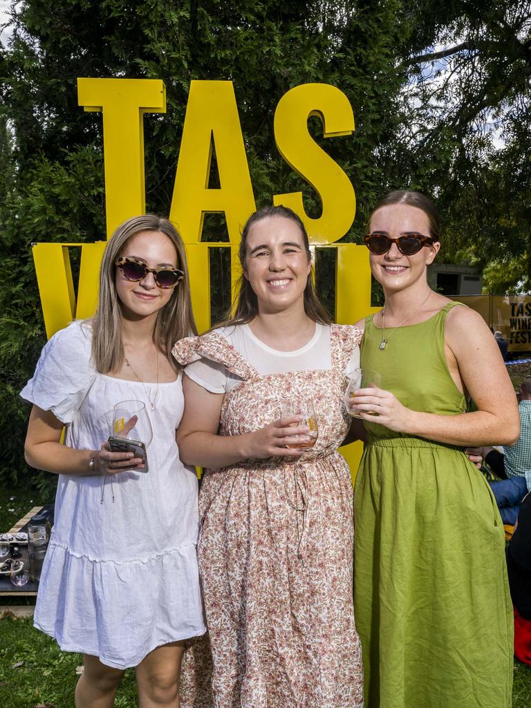 Bronte Johnson, Clare Boyce, Amy Groves. TAS Wine Festival. Picture: Caroline Tan