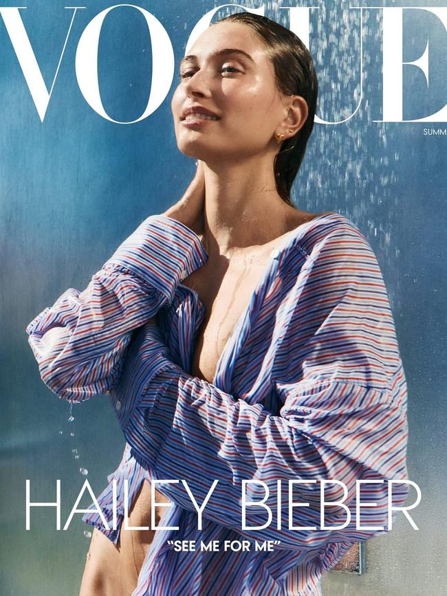 Hailey Bieber fronts the cover of US Vogue. Picture: Mikael Jansson/Vogu