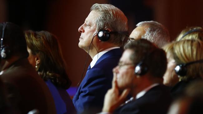 Al Gore at the Paris Agreement in 2015. (AP Photo/Francois Mori)