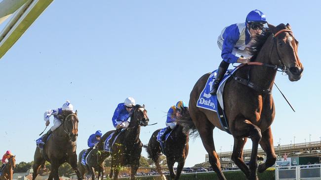 Libertini and Tommy Berry stroll to victory in the Silver Shadow Stakes. Picture: AAP