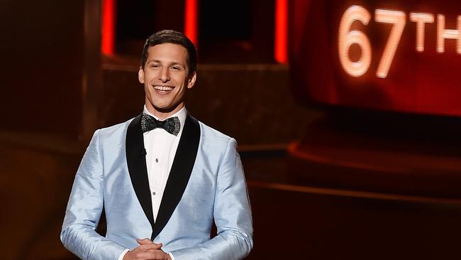 LOS ANGELES, CA - SEPTEMBER 20: Host Andy Samberg speaks onstage during the 67th Annual Primetime Emmy Awards at Microsoft Theater on September 20, 2015 in Los Angeles, California. (Photo by Kevin Winter/Getty Images)