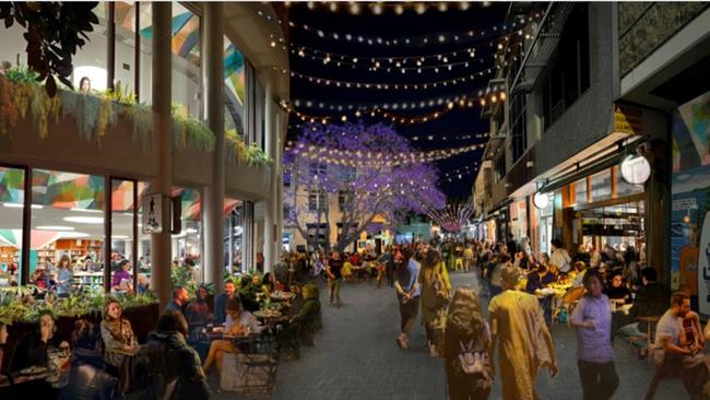 An artist's impression of proposed changes to Market Square contained in the draft "My Place: Manly" plan, which may now be delayed due to a funding shortfall. Picture: Northern Beaches Council (Mark Gerada)