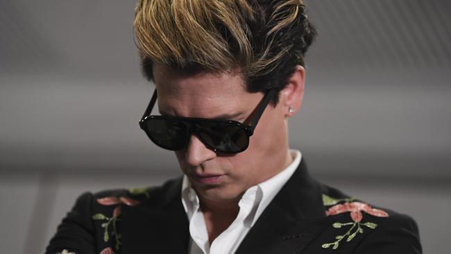 British alt-right commentator Milo Yiannopoulos speaks during an event at Parliament House in Canberra, Tuesday, December 5, 2017. (AAP Image/Lukas Coch) NO ARCHIVING