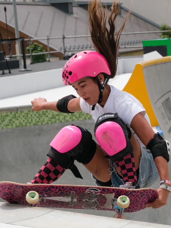 Australia’s number one park skateboarder Arisa Trew, 14, won the Paris Olympic qualifying event in Budapest on June 24, 2024. Photo: Jacquelin Magnay