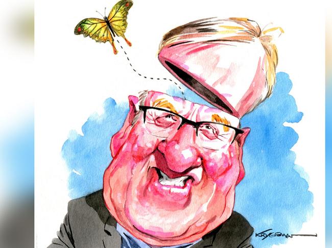 Sturt Krygsman illustration of Joseph Healy (Judo Bank founder) for Business pages on 14/09/2024Version: Business Cartoon  (1280x720 - Aspect ratio preserved, Canvas added)COPYRIGHT: The Australian's artists each have different copyright agreements in place regarding re-use of their work in other publications.Please seek advice from the artists themselves or the Managing Editor of The Australian regarding re-use.