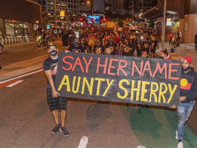 Protest in Brisbane for black death in custody at Queensland Police Roma Street Watchhouse, Friday, September 18, 2020 - Picture: Richard Walker