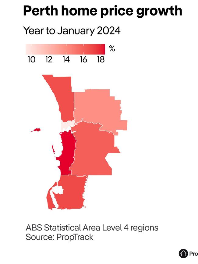 Perth home price growth. Image PropTrack