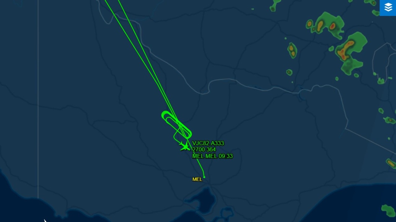 The plane circled for three hours before landing. Picture: Flight Aware