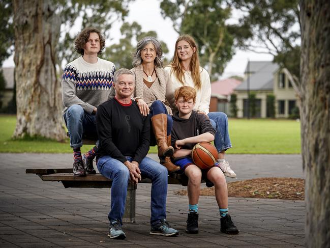 Chief public health officer Nicola Spurrier with her family; Harry, 19, David, 54, Phoebe, 21, and Hugo, 12. Picture: Mike Burton