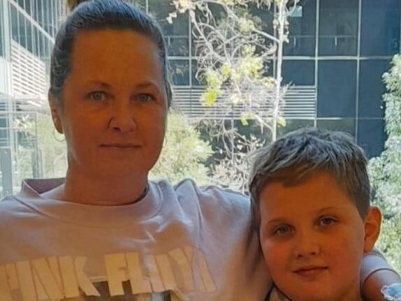 Emma Stephenson who has been diagnosed with terminal cervical cancer with her 11-year-old son Anton. Picture: Supplied