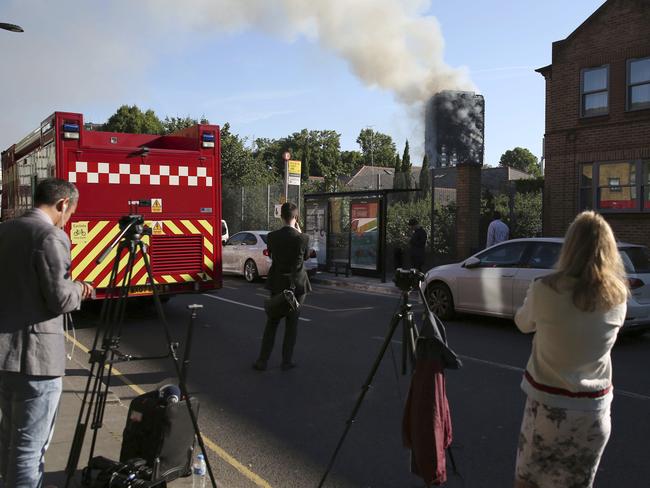 Emergency services and the media are at the scene. Picture: AP