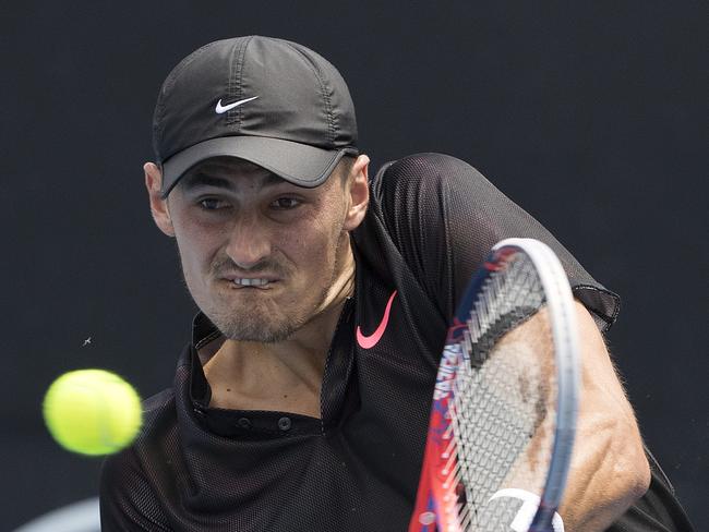 Bernard Tomic vs. Lorenzo Sonego during Australian Open qualifying Pic: Michael Klein