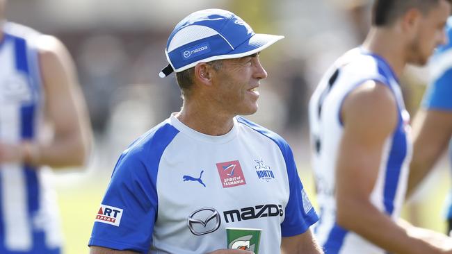 Alastair Clarkson during match simulation involving North Melbourne and Richmond.