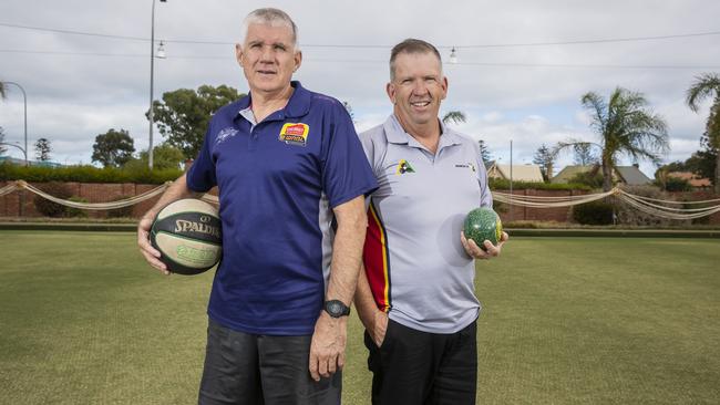 State women’s lawn bowls coach Tony Lucas is learning from older brother and Adelaide Lightning basketball mentor Chris Lucas. Picture: Simon Cross