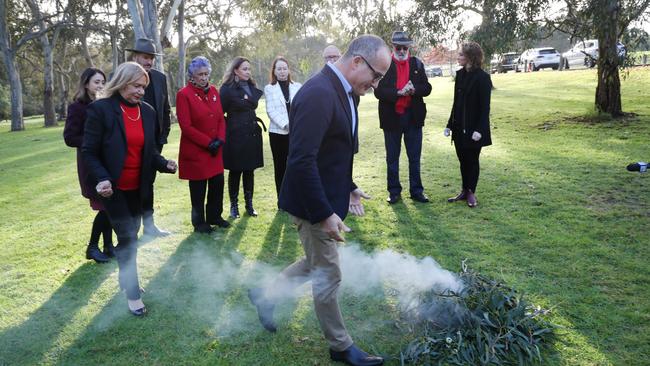 A smoking ceremony at the announcement. Picture: NCA NewsWire / David Crosling