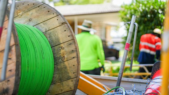 NBN technicians carrying out fibre upgrades. Picture: NBN Co