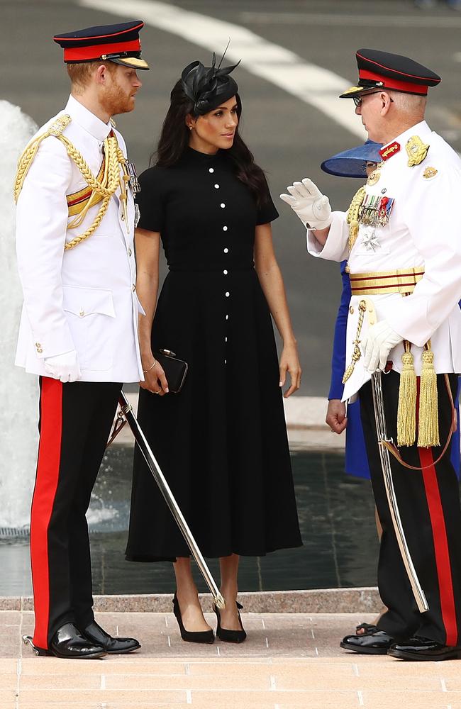 Prince Harry and Meghan Markle in Sydney this morning. Picture: Getty Images