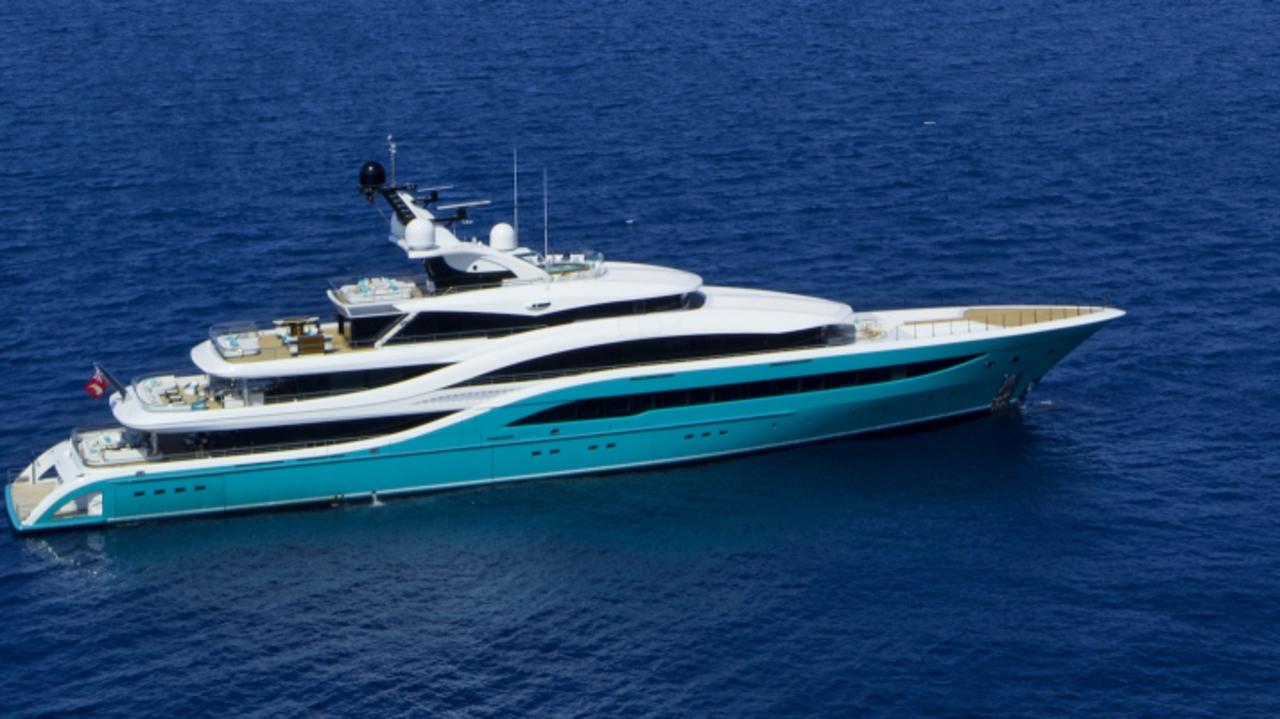 The AU$118 million superyacht has its own helipad, hospital and swimming pool on board