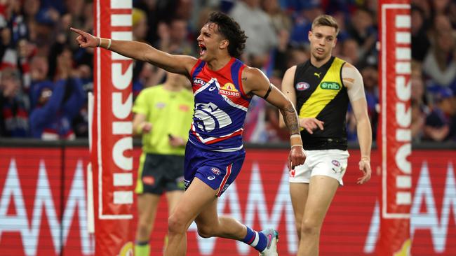 Jamarra Ugle-Hagan in action during the round 21 AFL match between Western Bulldogs and Richmond Tigers at Marvel Stadium, on August 04, 2023, in Melbourne, Australia. (Photo by Robert Cianflone/Getty Images)