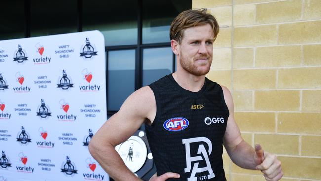 Port Adelaide captain Tom Jonas says Charlie Dixon and Ollie Wines are ready to play. Picture: AAP/David Mariuz