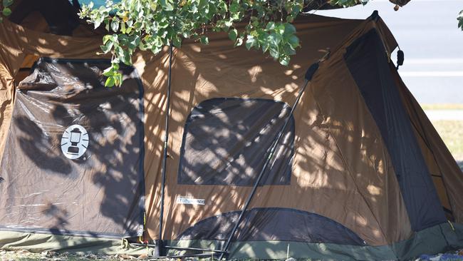 A homeless camp at Broadwater Parklands. Picture Glenn Hampson