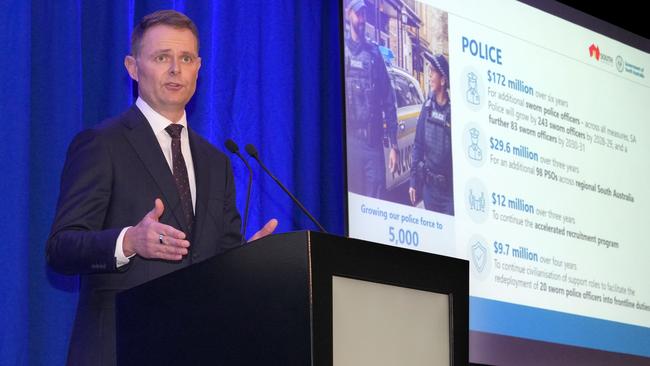South Australia Treasurer Stephen Mullighan handing down the state budget. Picture: Dean Martin/NewsWire