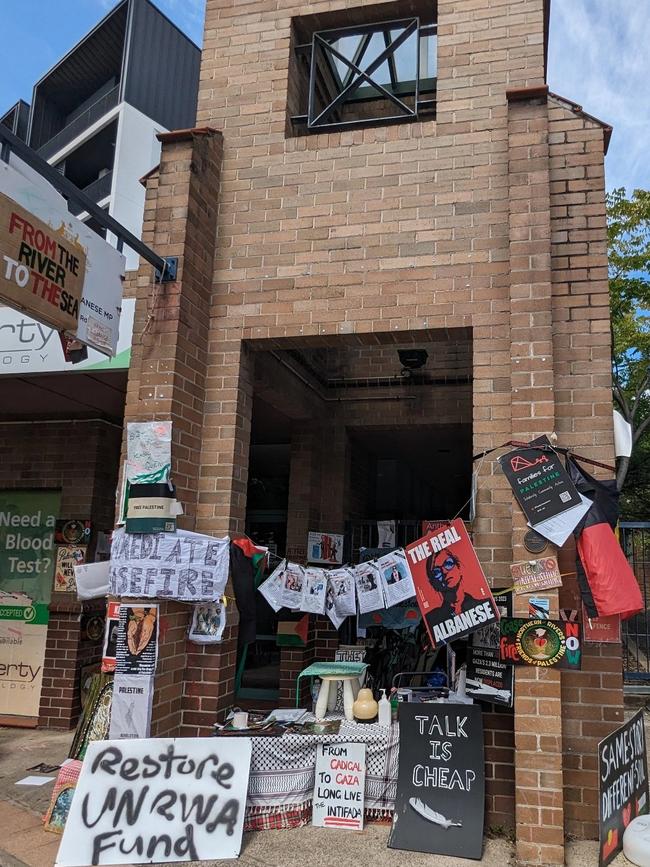 A Pro-Palestine protest outside the electoral office of Prime Minister Anthony Albanese located. Picture: X