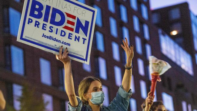 Supporters of President-elect Joe Biden take to the streets of Boston to celebrate. Picture: AFP