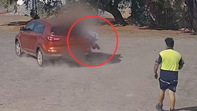 Shocking footage of a man stealing a car while a child was inside. Picture: WA Police